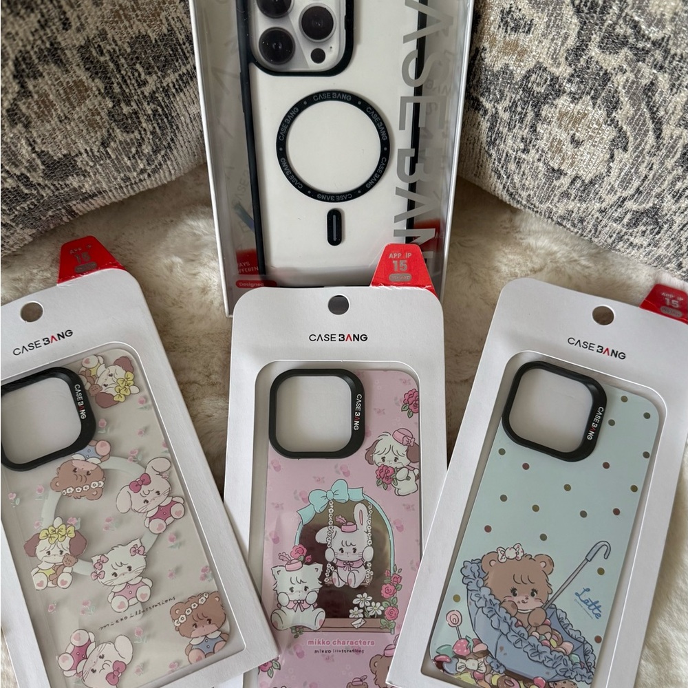 🌷Case Bang iPhone 15 Pro Max Base Case & 3 Mikko Imagisnap Phone Case